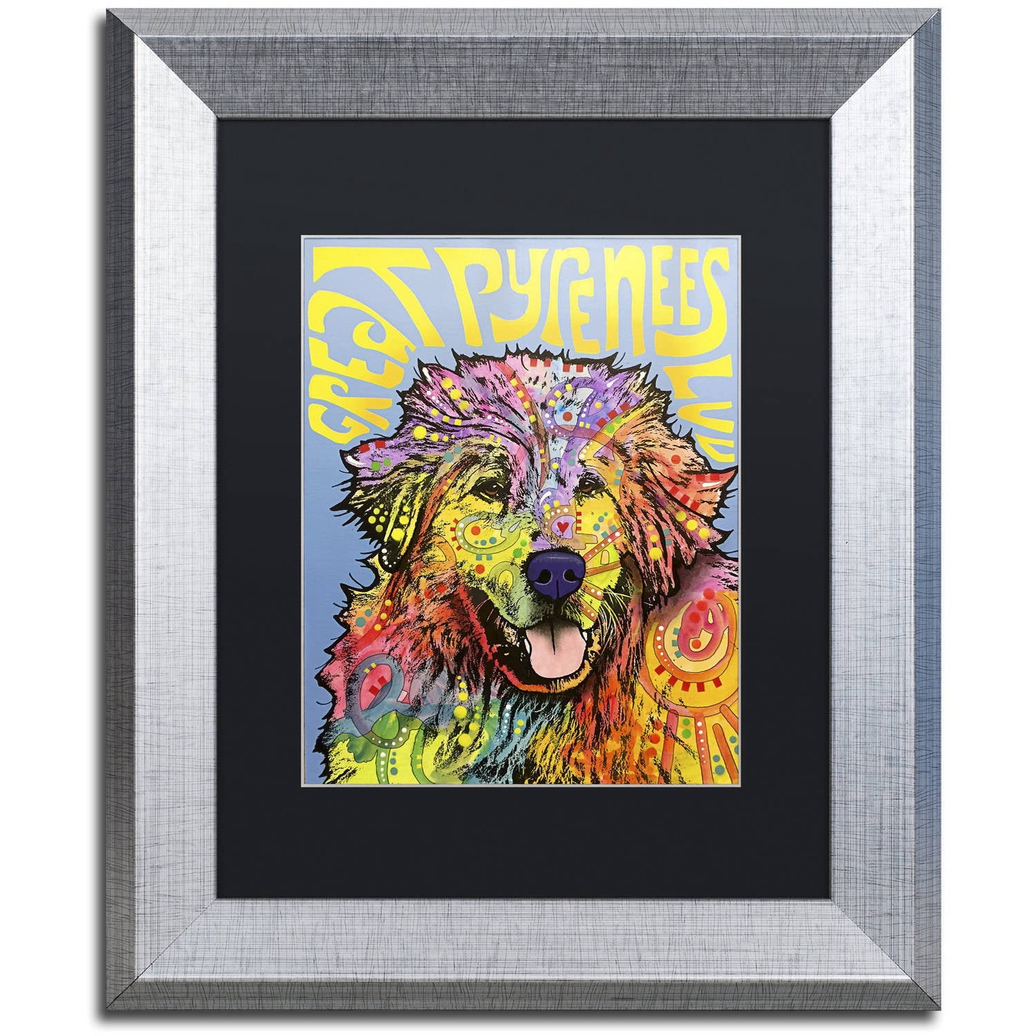 Trademark Fine Art 'Great Pyrenees' Canvas Art by Dean Russo, Black Matte, Silver Frame