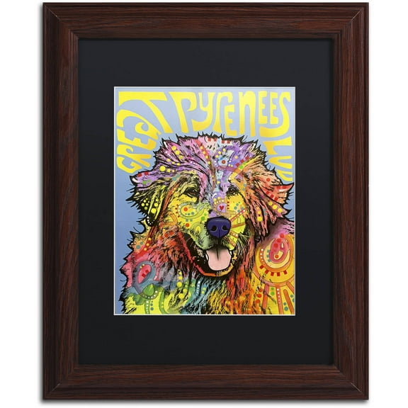 Trademark Fine Art 'Great Pyrenees' Canvas Art by Dean Russo, Black Matte, Wood Frame