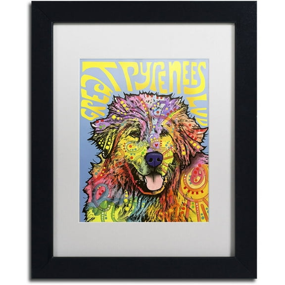 Trademark Fine Art 'Great Pyrenees' Canvas Art by Dean Russo, White Matte, Black Frame