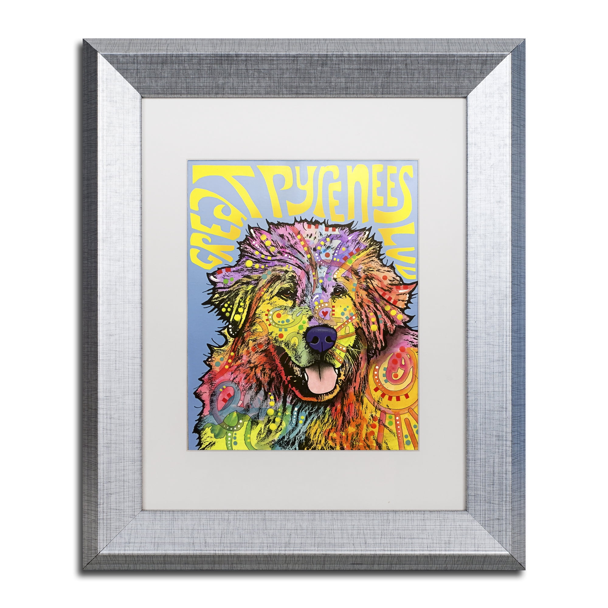 Trademark Fine Art 'Great Pyrenees' Silver Framed Art by Dean Russo