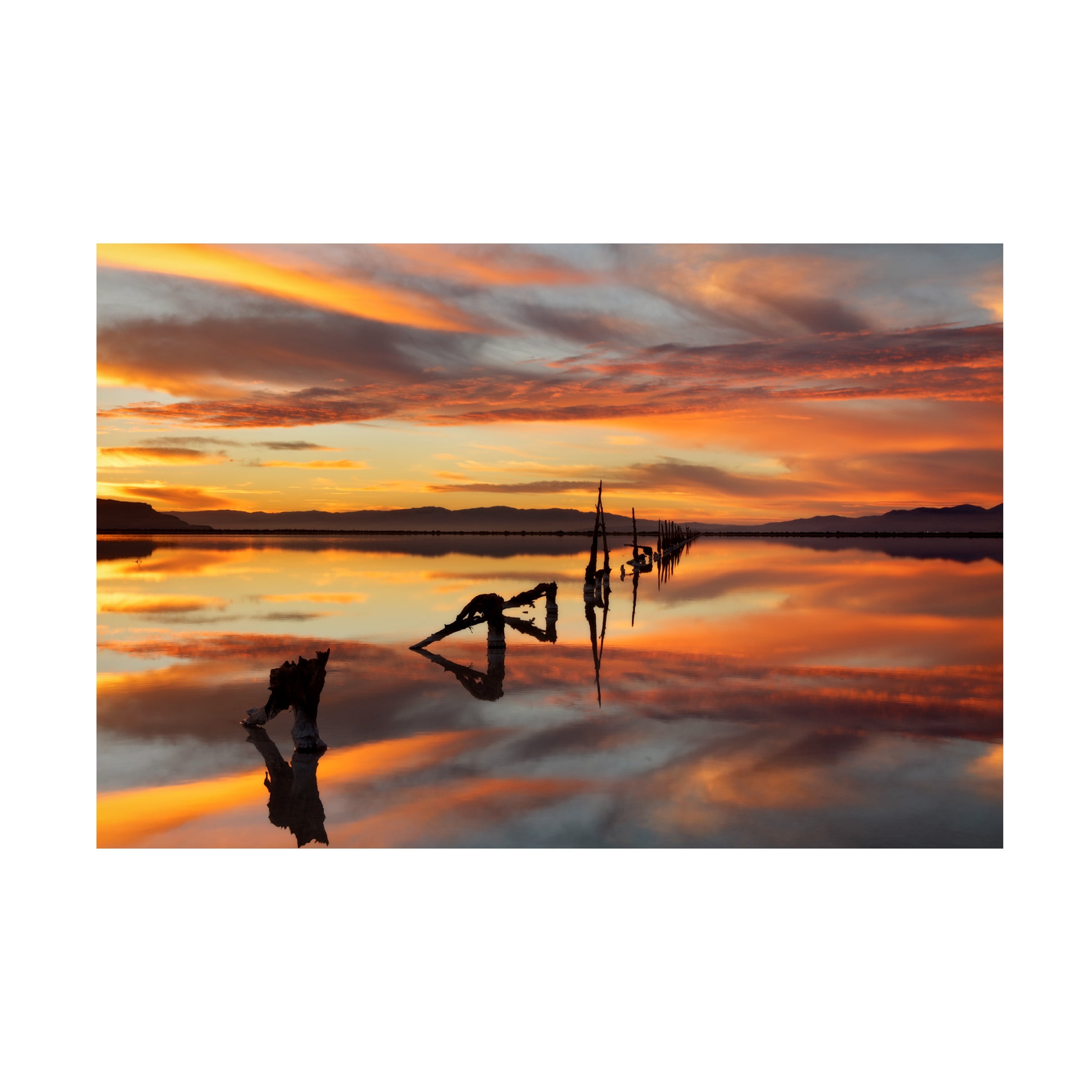 Trademark Fine Art 'Great Salt Lake Pilings Sunset' Canvas Art by Mike Jones Photo