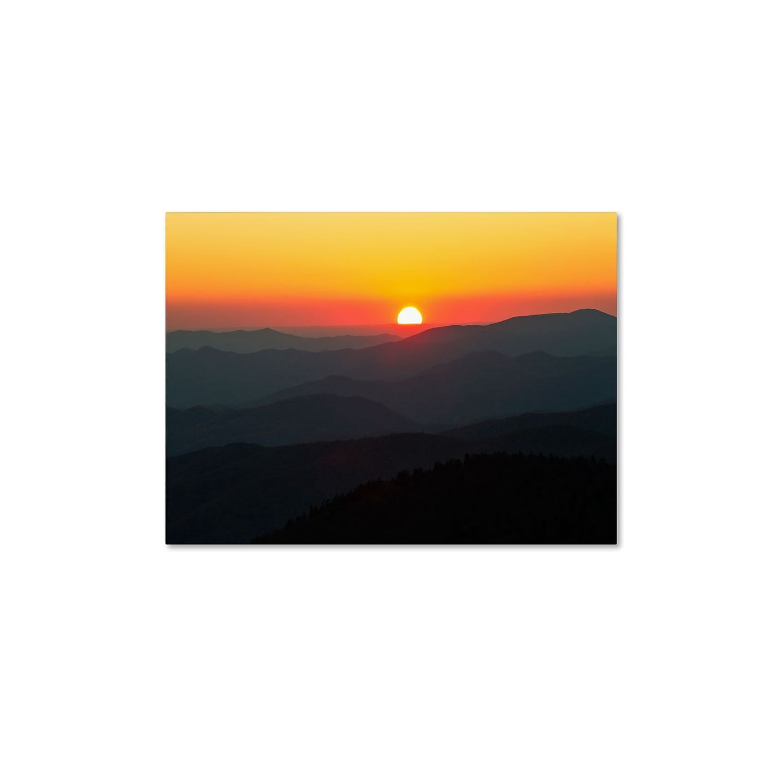 Trademark Fine Art "Great Smoky Mountains Sunset" Canvas Art by Pierre Leclerc