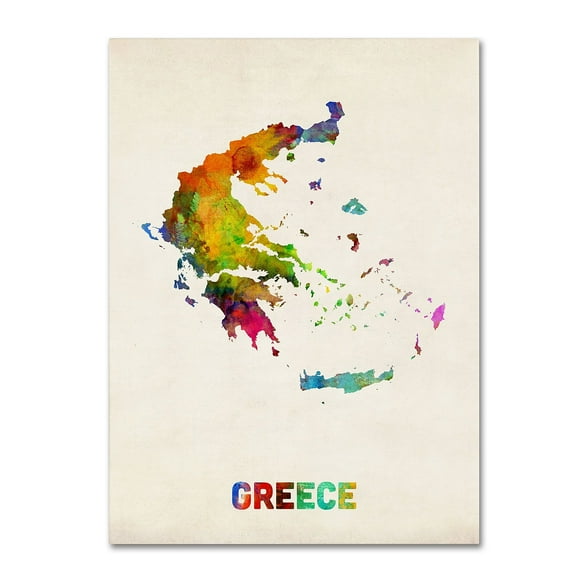 Trademark Fine Art "Greece Watercolor Map" Canvas Art by Michael Tompsett