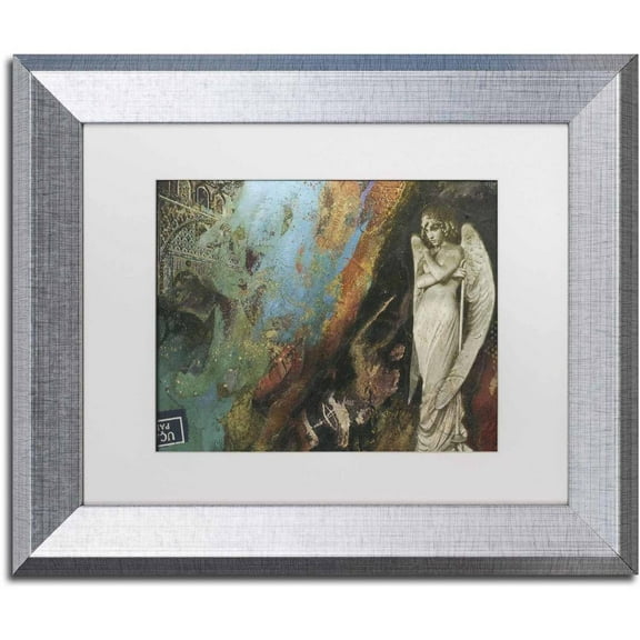 Trademark Fine Art 'Green Angel' Canvas Art by Nick Bantock, White Matte, Silver Frame