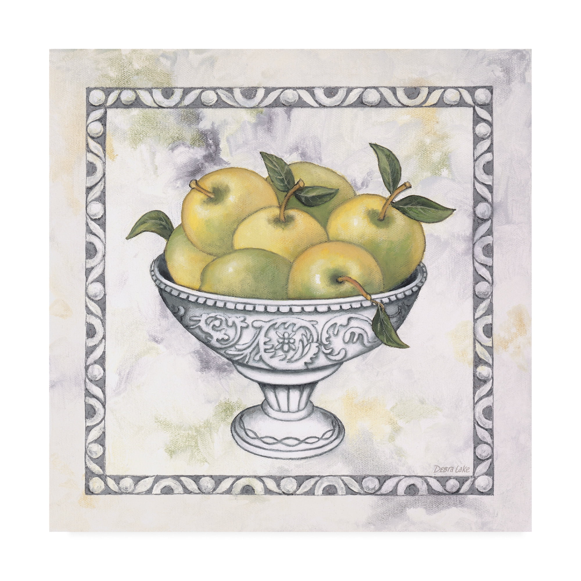 Green Apples in Silver Bowl Canvas Art, 14 x 14