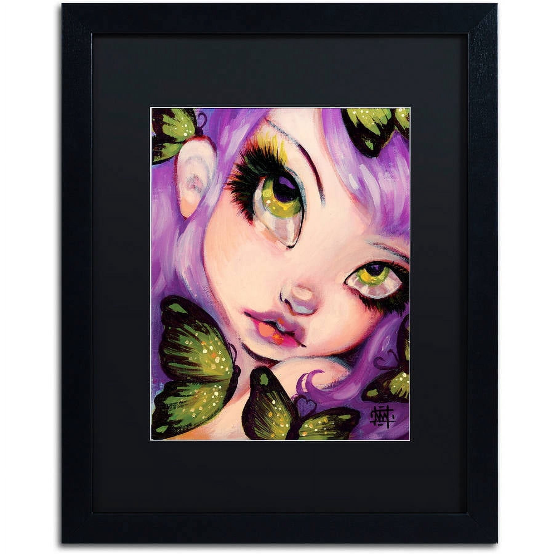 Trademark Fine Art "Green Eyed Violet" Canvas Art by Natasha Wescoat, Black Matte, Black Frame