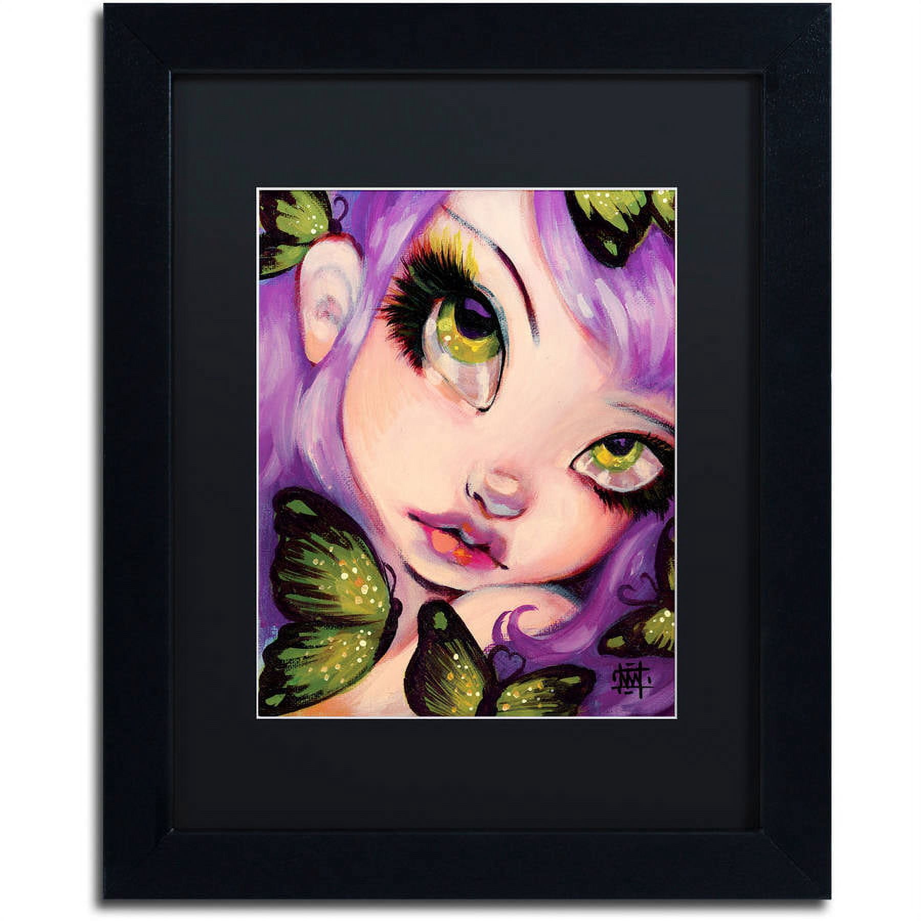 Trademark Fine Art "Green Eyed Violet" Canvas Art by Natasha Wescoat, Black Matte, Black Frame