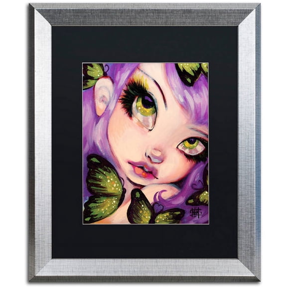 Trademark Fine Art "Green Eyed Violet" Canvas Art by Natasha Wescoat, Black Matte, Silver Frame