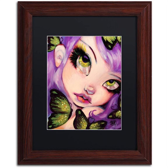 Trademark Fine Art "Green Eyed Violet" Canvas Art by Natasha Wescoat, Black Matte, Wood Frame