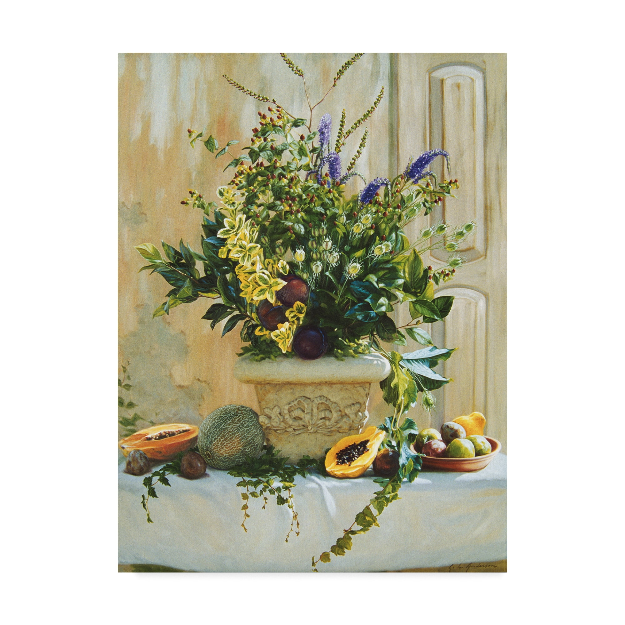 Trademark Fine Art 'Green Floral' Canvas Art by Robin Anderson
