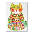thumbnail image 1 of Trademark Fine Art 'Green Folk Cat 1' Canvas Art by Oxana Ziaka, 1 of 3