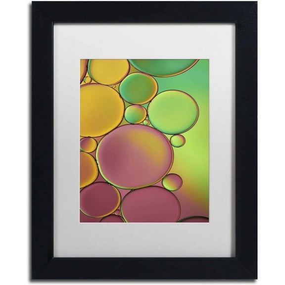 Trademark Fine Art 'Green and Orange Drops' Canvas Art by Cora Niele, White Matte, Black Frame