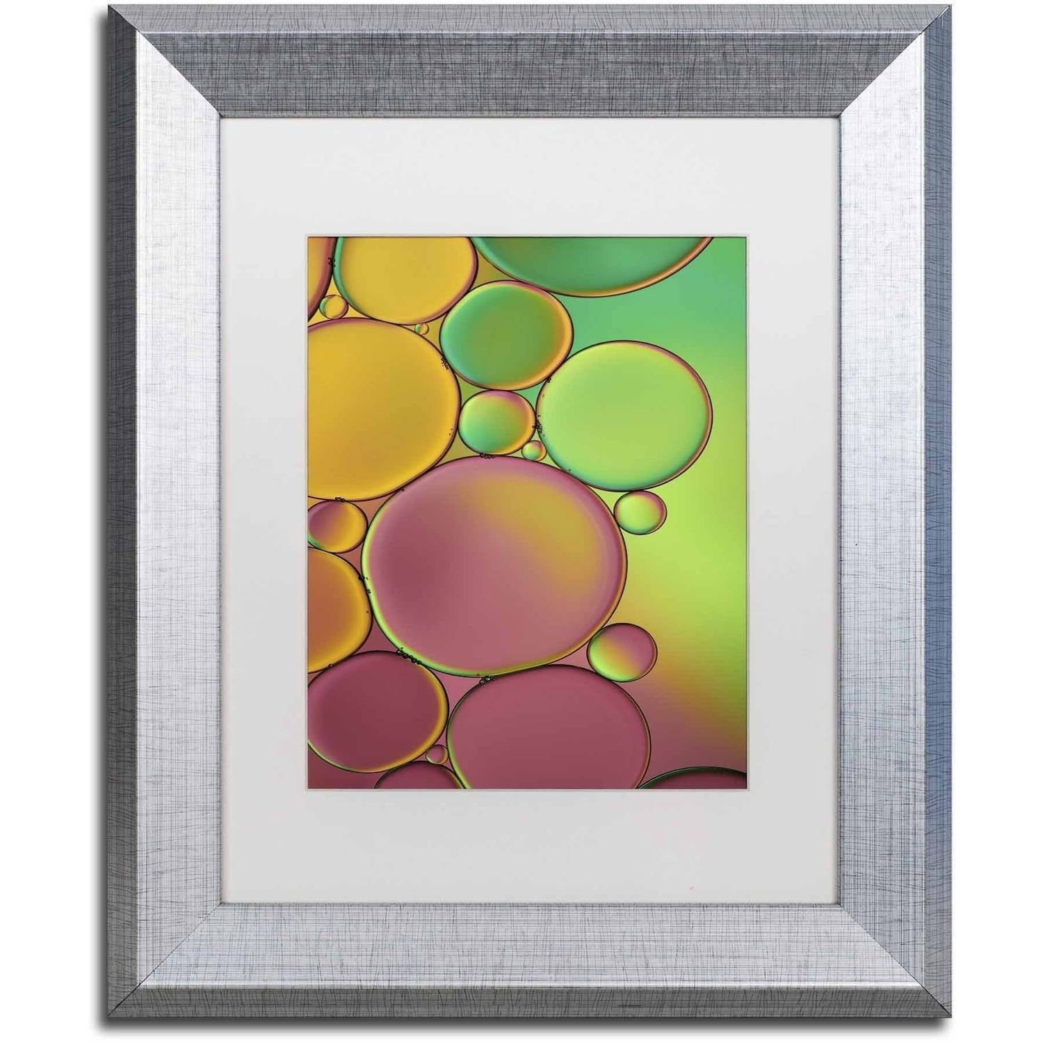 Trademark Fine Art 'Green and Orange Drops' Canvas Art by Cora Niele, White Matte, Silver Frame