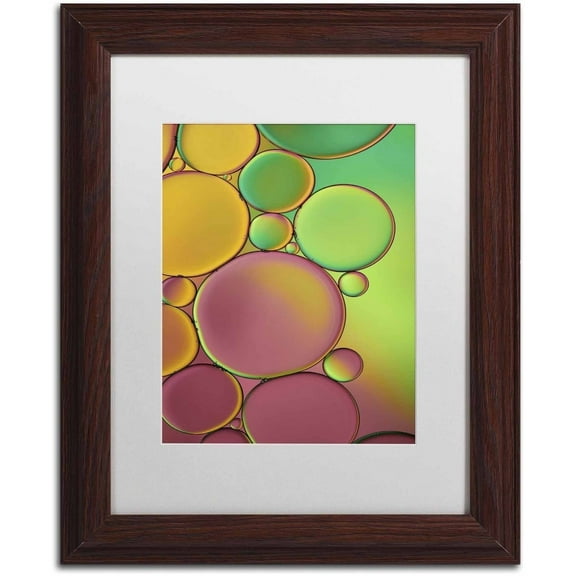 Trademark Fine Art 'Green and Orange Drops' Canvas Art by Cora Niele, White Matte, Wood Frame