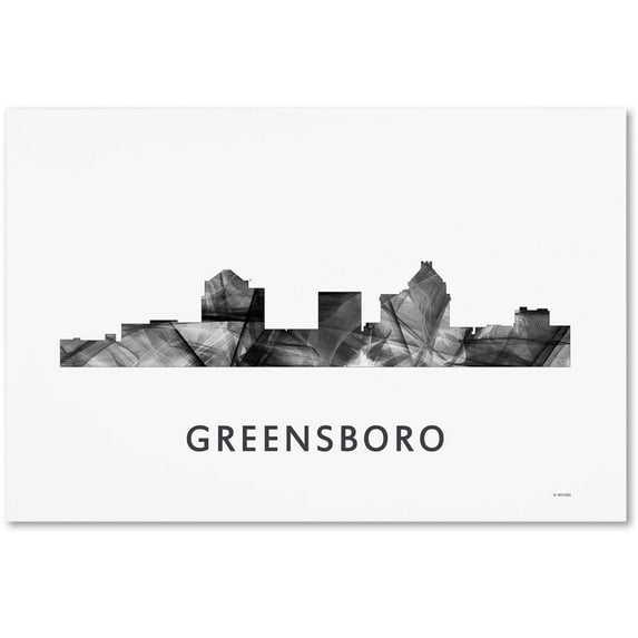 Trademark Fine Art 'Greensboro NC Skyline WB-BW' Canvas Art by Marlene Watson