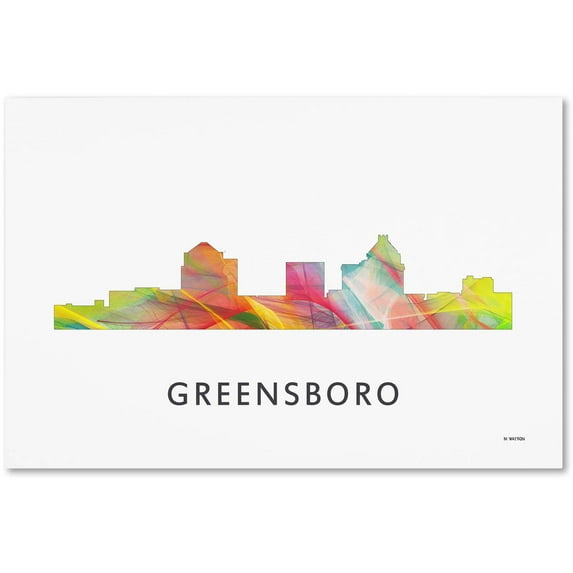 Trademark Fine Art 'Greensboro North Carolina Skyline WB-1' Canvas Art by Marlene Watson