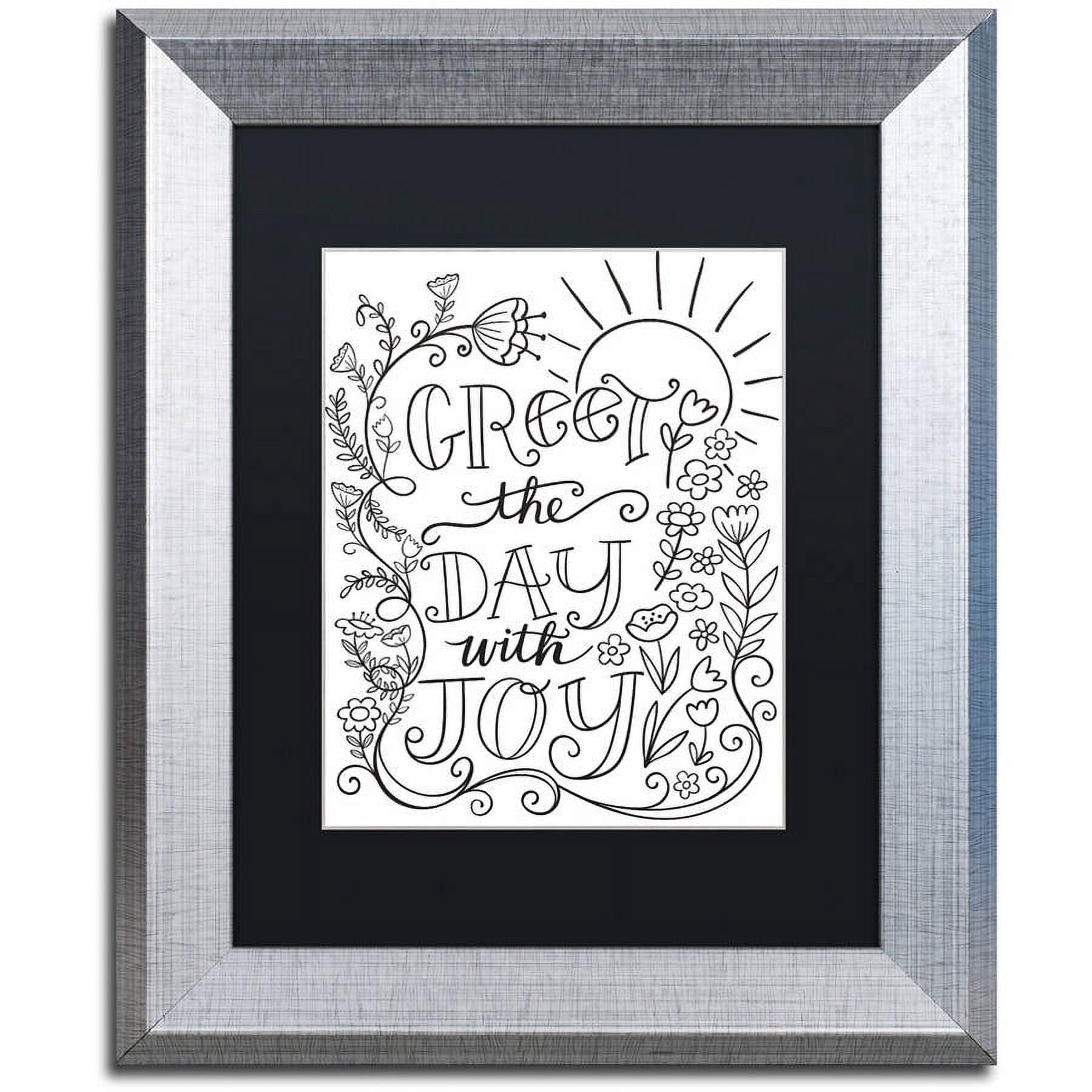 Trademark Fine Art "Greet The Day With Joy" Canvas Art by Elizabeth Caldwell, Black Matte, Silver Frame