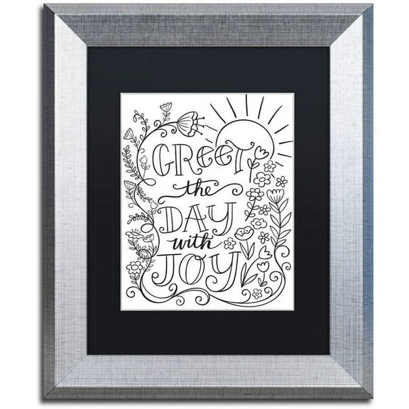 Trademark Fine Art "Greet The Day With Joy" Canvas Art by Elizabeth Caldwell, Black Matte, Silver Frame