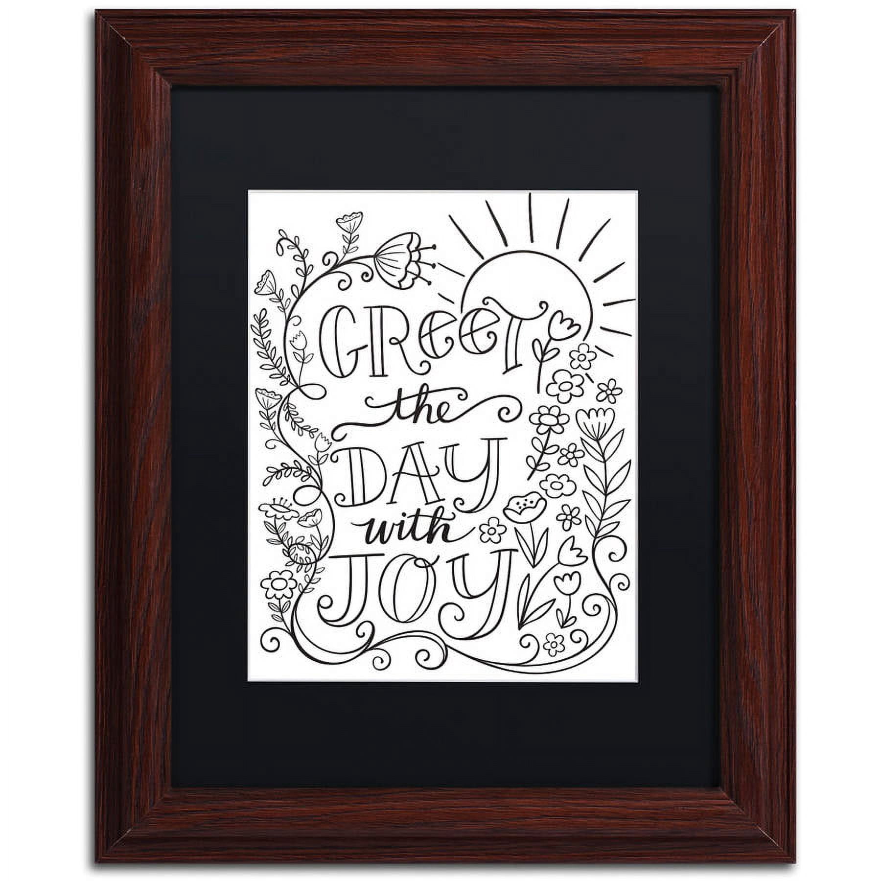 Trademark Fine Art "Greet The Day With Joy" Canvas Art by Elizabeth Caldwell, Black Matte, Wood Frame