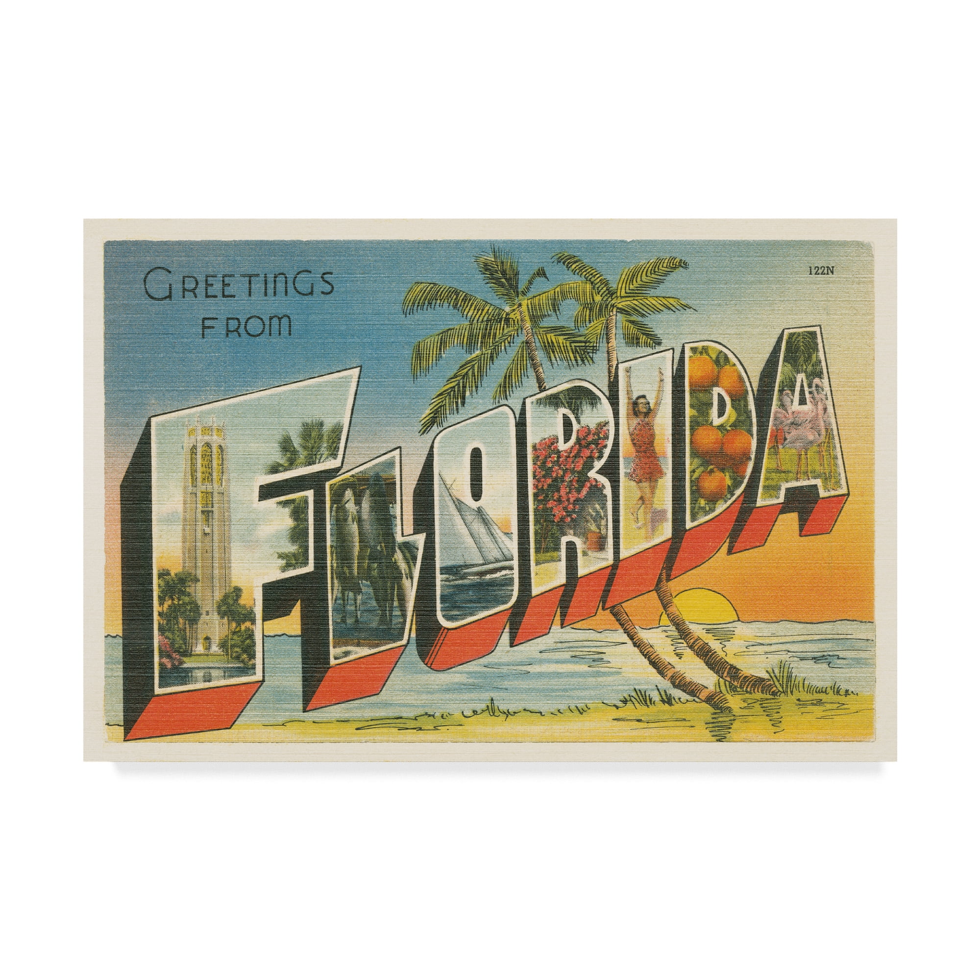 Greetings from Florida Vintage Postcard Canvas Art, 12 x 19