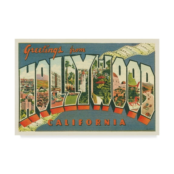 Trademark Fine Art 'Greetings from Hollywood v2' Canvas Art by Wild Apple Portfolio