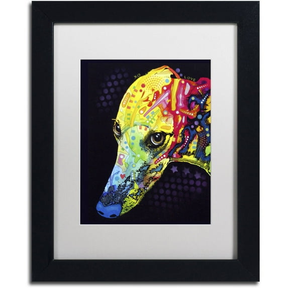 Trademark Fine Art "Greyhound" Canvas Art by Dean Russo, White Matte, Black Frame