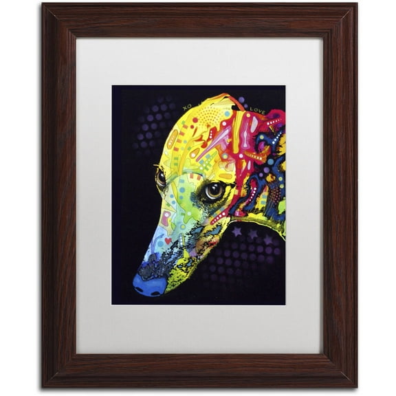 Trademark Fine Art "Greyhound" Canvas Art by Dean Russo, White Matte, Wood Frame