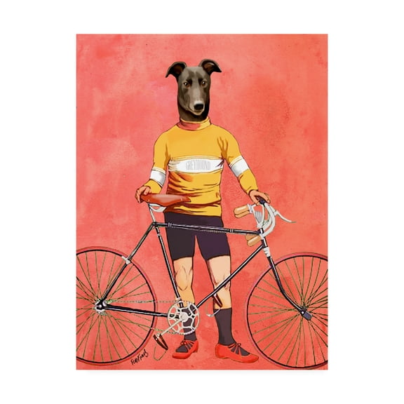 Trademark Fine Art 'Greyhound Cyclist' Canvas Art by Fab Funky