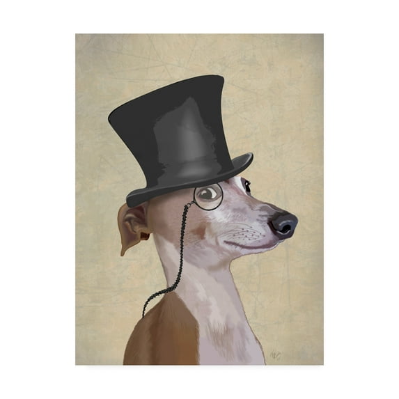 Trademark Fine Art 'Greyhound, Formal Hound And Hat' Canvas Art by Fab Funky