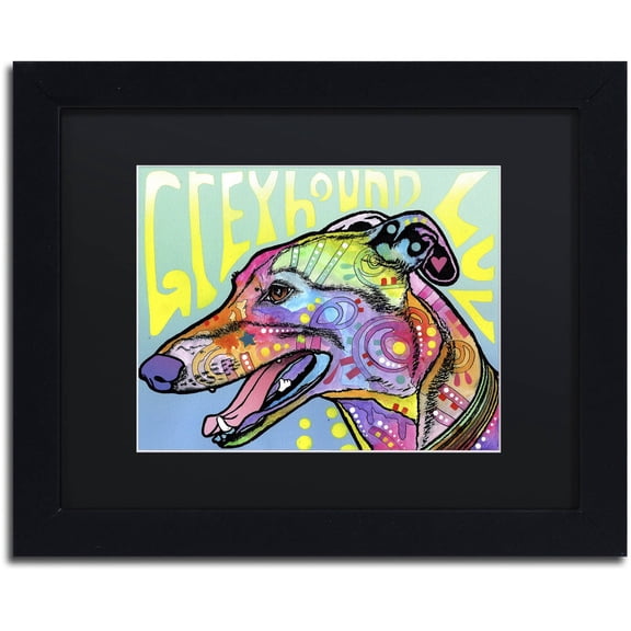 Trademark Fine Art 'Greyhound Luv' Canvas Art by Dean Russo, Black Matte, Black Frame