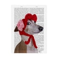 thumbnail image 1 of Trademark Fine Art 'Greyhound With Red Woolly Hat' Canvas Art by Fab Funky, 1 of 3
