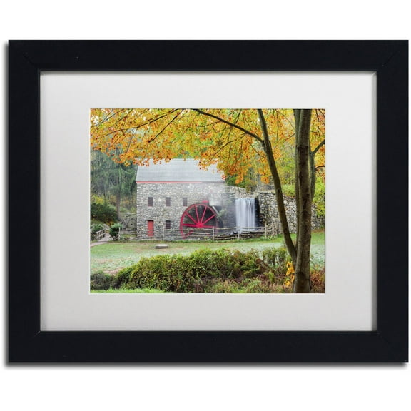 Trademark Fine Art 'Grist Mill Autumn' Canvas Art by Michael Blanchette Photography, White Matte, Black Frame