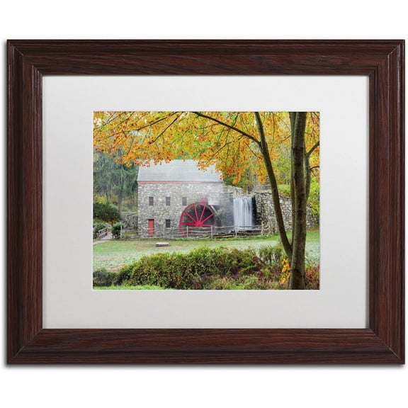 Trademark Fine Art 'Grist Mill Autumn' Canvas Art by Michael Blanchette Photography, White Matte, Wood Frame