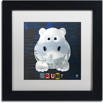Trademark Fine Art 'Grunt The Hippo' Canvas Art by Design Turnpike, White Matte, Black Frame