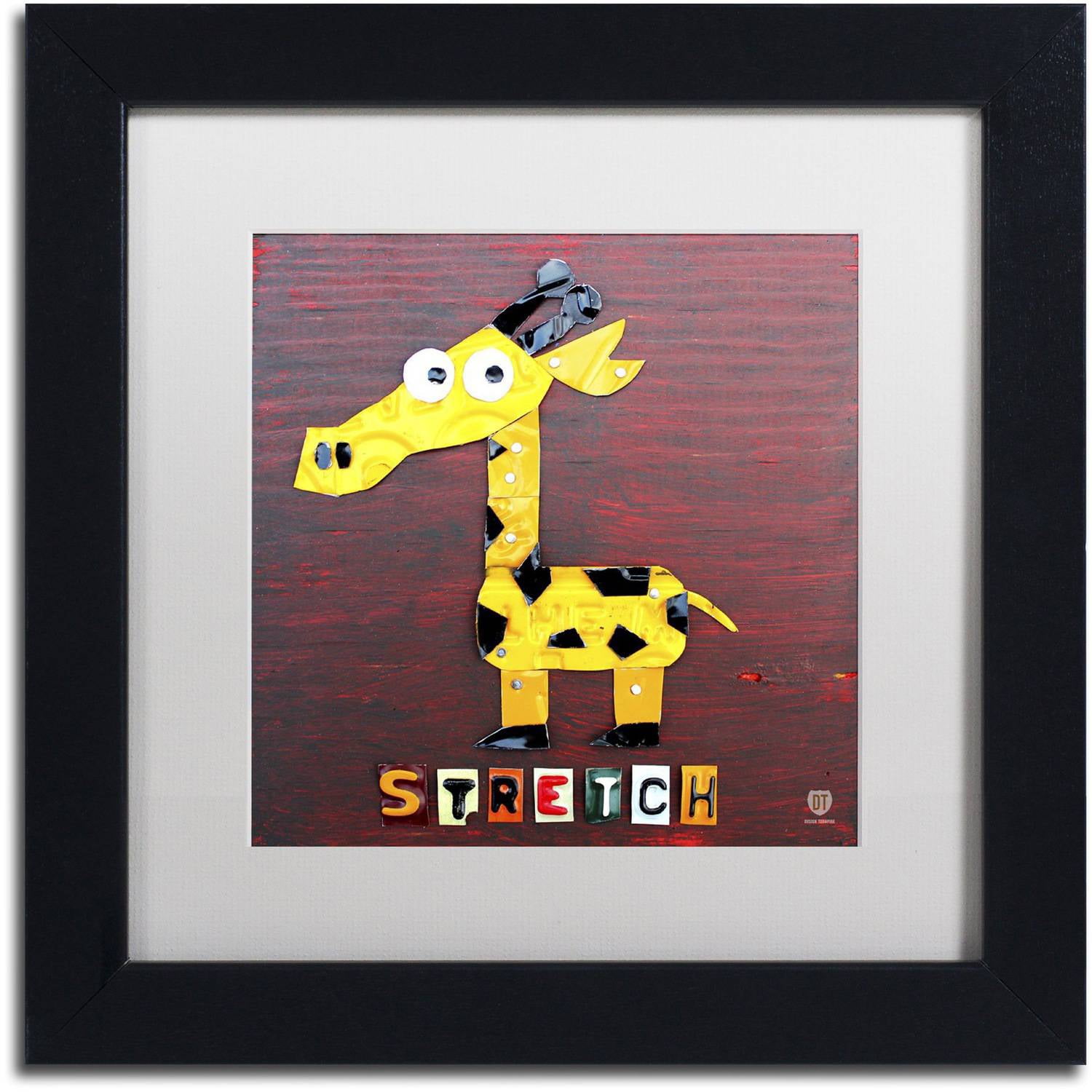 Stretch Giraffe Abstract Canvas Art with Black Frame