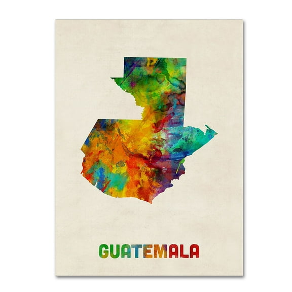Trademark Fine Art Michael Tompsett Guatemala Watercolor Map Canvas Wall Art - 24x32
