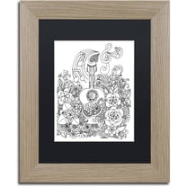 Trademark Fine Art "Guitar Doodle" Canvas Art by KCDoodleArt Black Matte, Birch Frame