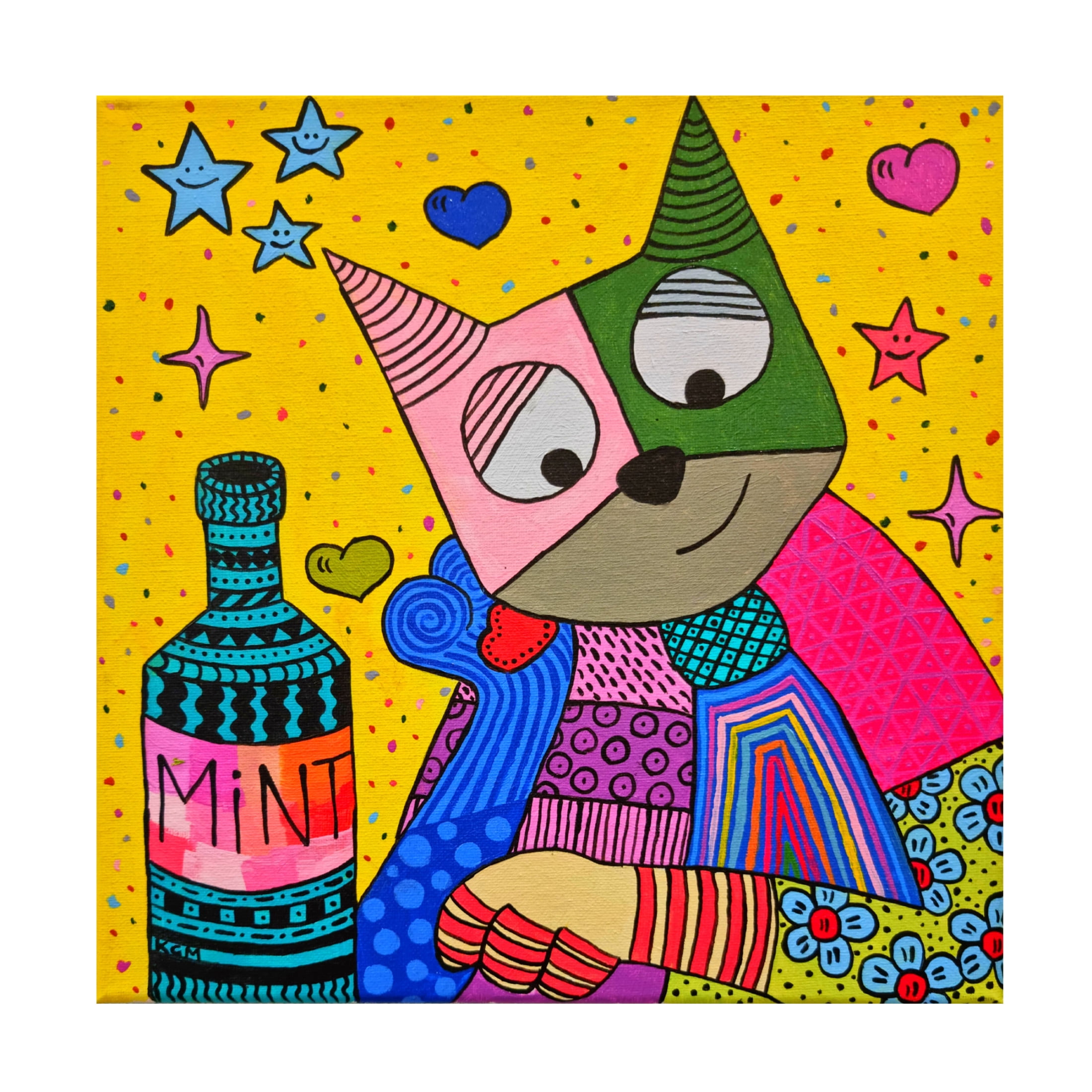 Trademark Fine Art Gulnara Khamitova Cat and bottle of mint Canvas Wall Art