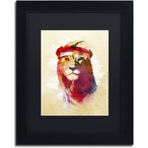 Trademark Fine Art 'Gym Lion' Canvas Art by Robert Farkas, Black Matte, Black Frame