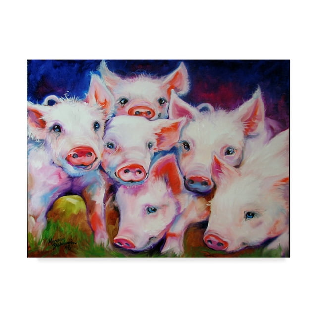 Trademark Fine Art 'Half Dozen Piglets' Canvas Art by Marcia Baldwin