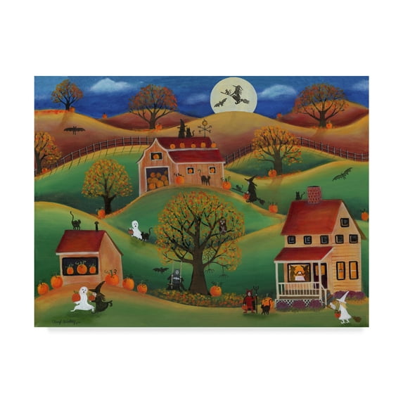 Trademark Fine Art 'Halloween Autumn Pumpkin Farm' Canvas Art by Cheryl Bartley