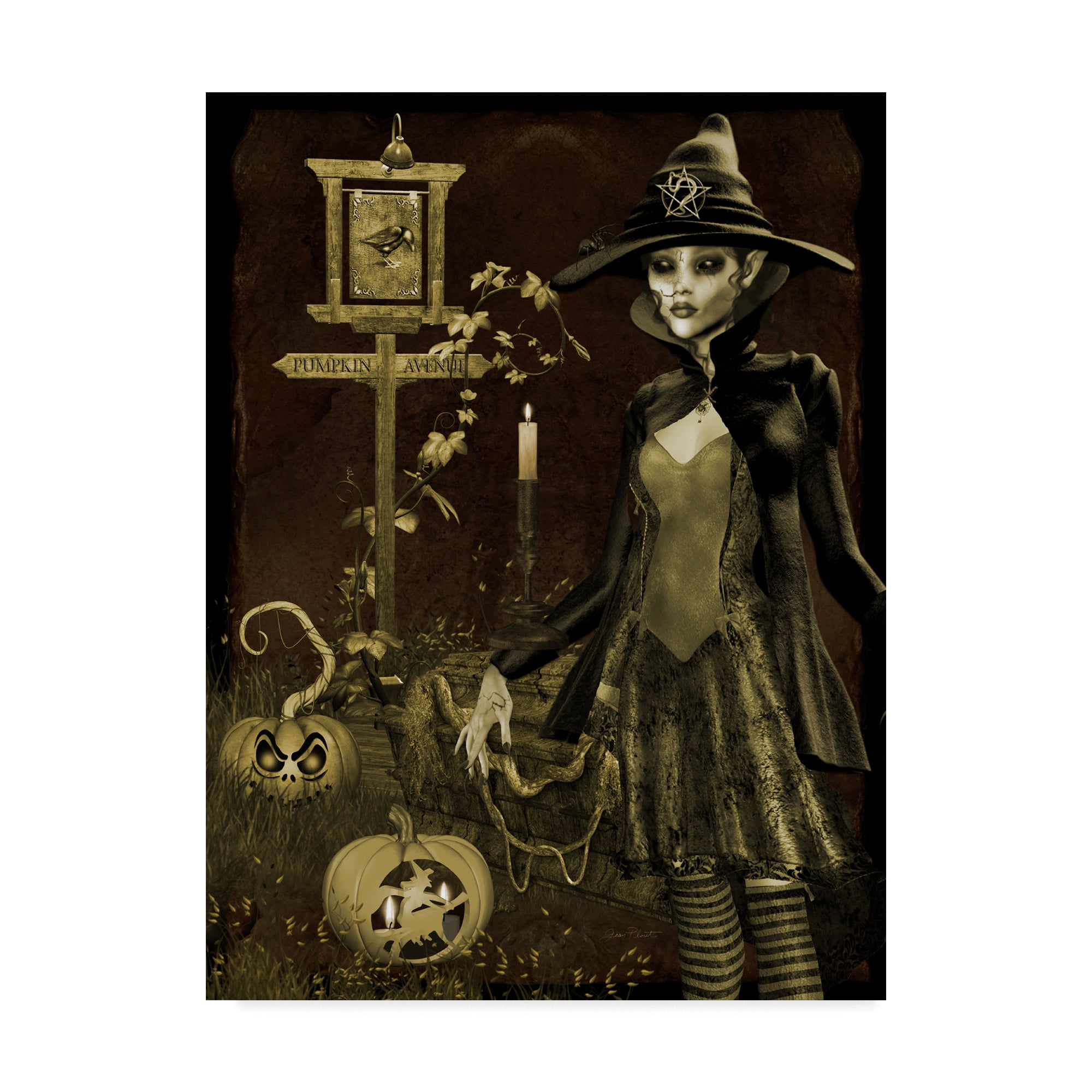 Trademark Fine Art 'Halloween Graveyard 3' Canvas Art by Jean Plout