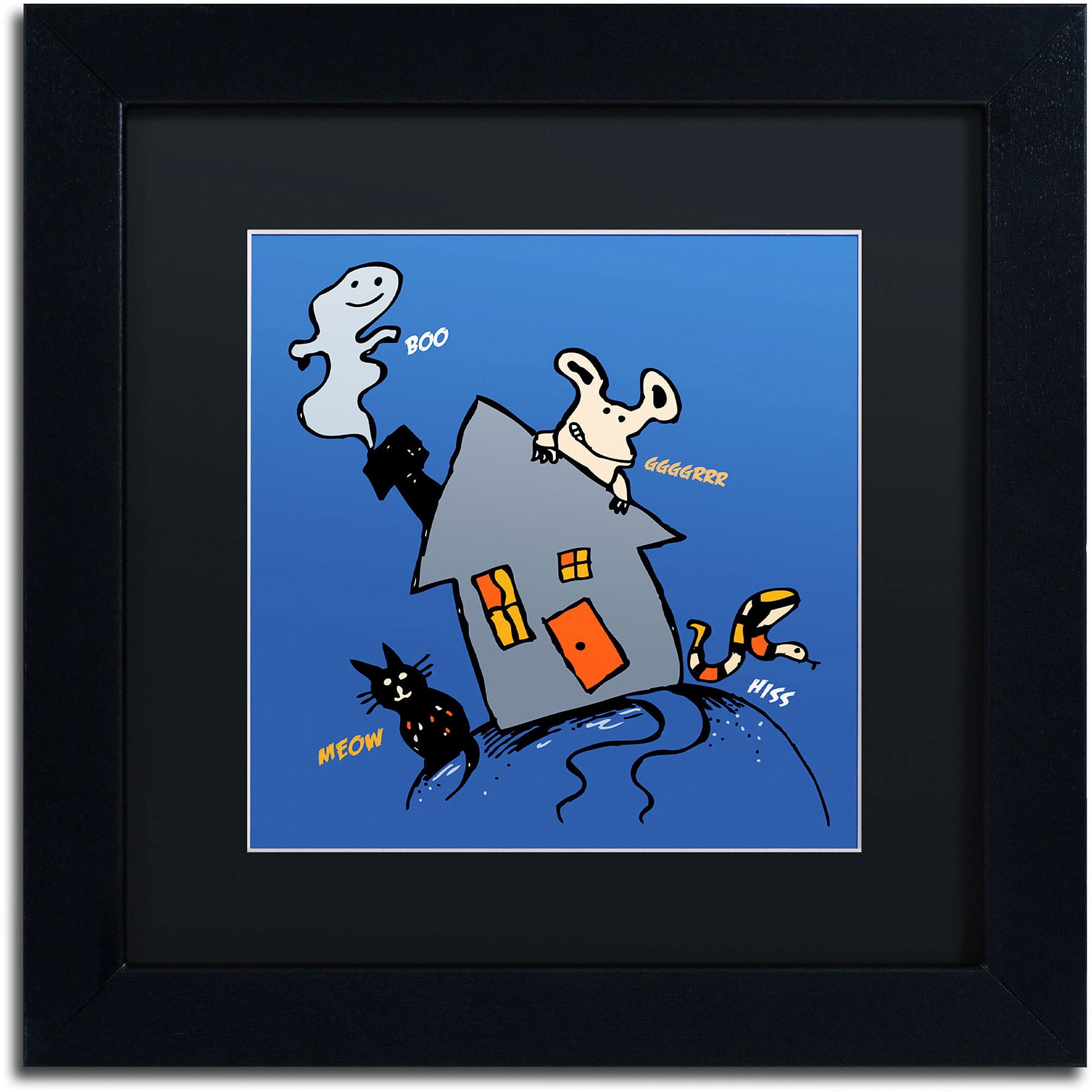 Trademark Fine Art "Halloween House" Canvas Art by Carla Martell, Black Matte, Black Frame