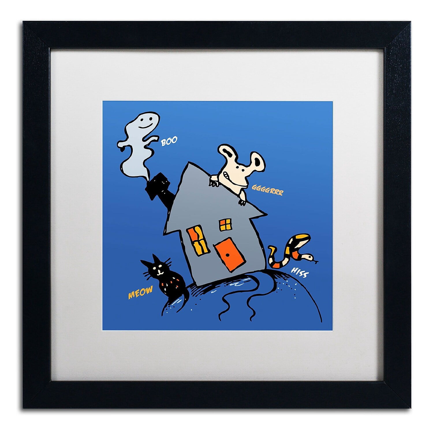 Trademark Fine Art "Halloween House" Canvas Art by Carla Martell, White Matte, Black Frame