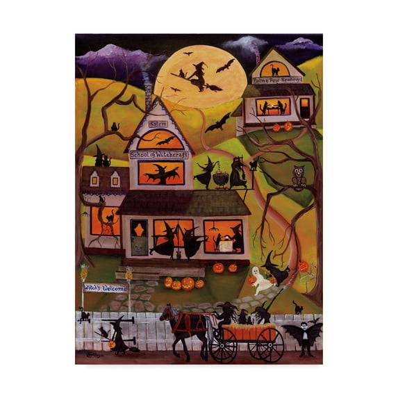 Trademark Fine Art 'Halloween School of Witchcraft' Canvas Art by Cheryl Bartley