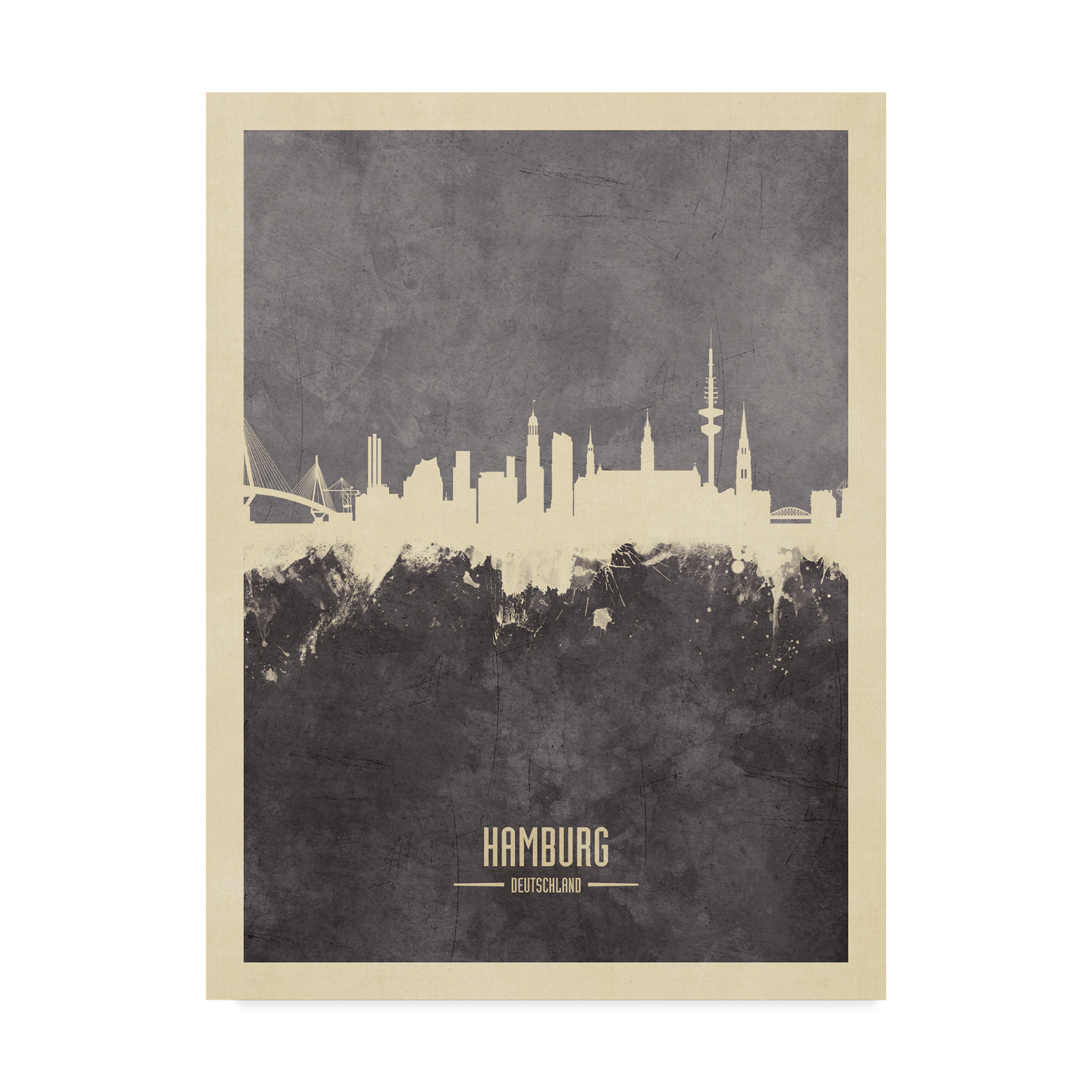 Trademark Fine Art 'Hamburg Germany Skyline Gray' Canvas Art by Michael Tompsett