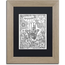 Trademark Fine Art "Hamsa Hand" Canvas Art by KCDoodleArt Black Matte, Birch Frame