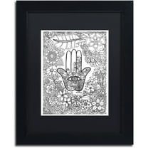Trademark Fine Art "Hamsa Hand" Canvas Art by KCDoodleArt Black Matte, Black Frame