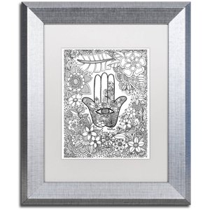 Trademark Fine Art Hamsa Hand Canvas, Silver Frame