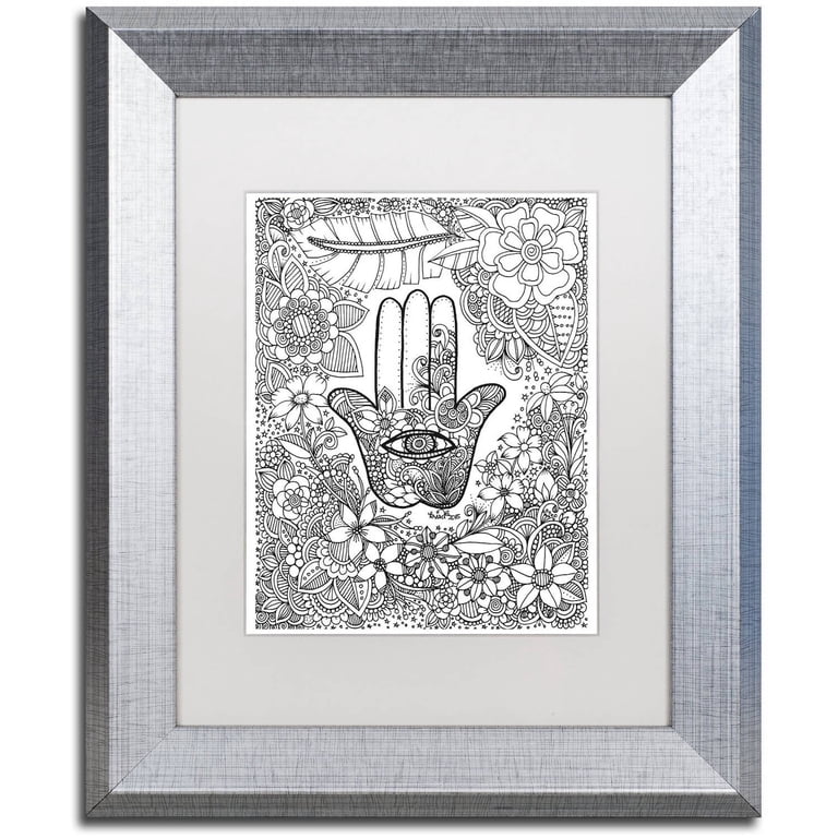 Trademark Fine Art Hamsa Hand Canvas, Silver Frame photo 1